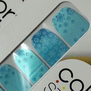 New Color Street “Cold Front” Blue Wintry Snowflake Nail Strips